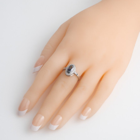 Strieborný prsteň - oválny zirkón Vitrail Light, číre okrúhle zirkóny | Argento.sk