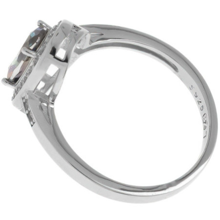 Strieborný prsteň - oválny zirkón Vitrail Light, číre okrúhle zirkóny | Argento.sk