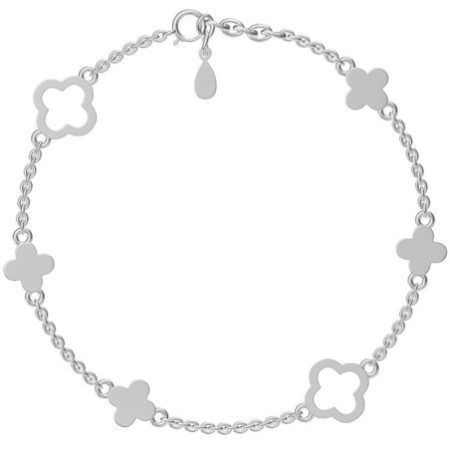 Strieborný náramok - štvorlístok, dĺžka 17 až 19 cm | Argento.sk