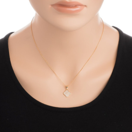 Strieborný náhrdelník - štvorlístok, číre okrúhle zirkóny, dĺžka 43 až 46 cm | Argento.sk