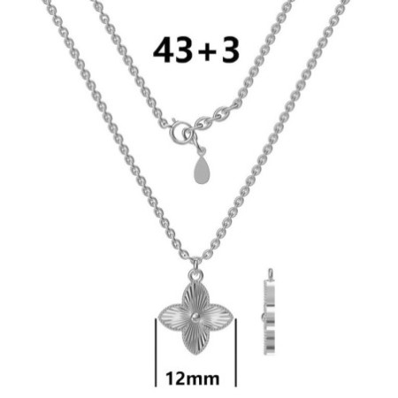 Strieborný náhrdelník - štvorlístok, dĺžka 43 až 46 cm | Argento.sk