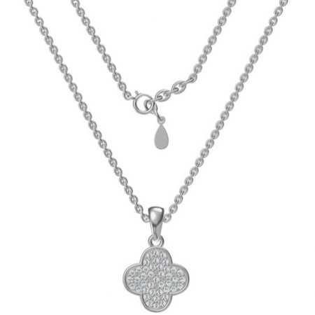 Strieborný náhrdelník - štvorlístok, číre okrúhle zirkóny, dĺžka 43 až 46 cm | Argento.sk