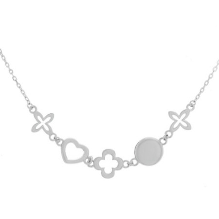 Strieborný náhrdelník - štvorlístok, dĺžka 43 až 46 cm | Argento.sk