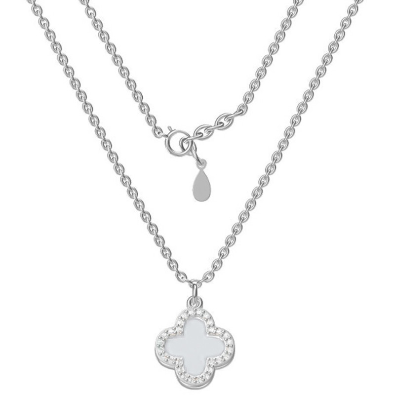 Strieborný náhrdelník - štvorlístok, perleť, dĺžka 43 až 46 cm | Argento.sk