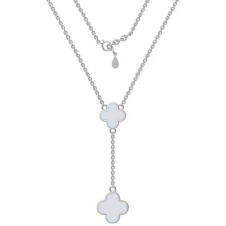 Strieborný náhrdelník - štvorlístok, perleť, dĺžka 43 až 46 cm | Argento.sk