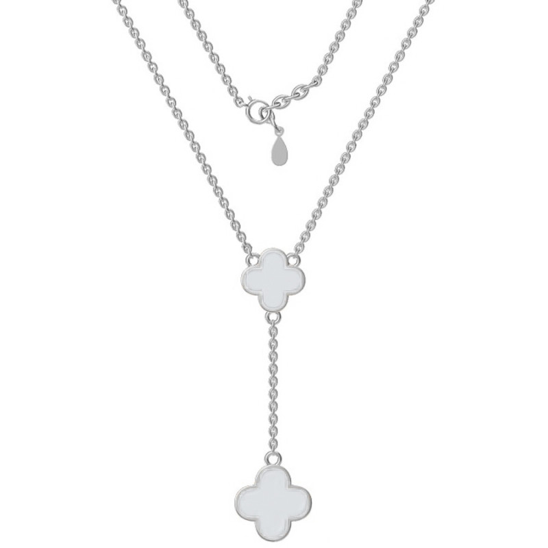 Strieborný náhrdelník - štvorlístok, perleť, dĺžka 43 až 46 cm | Argento.sk