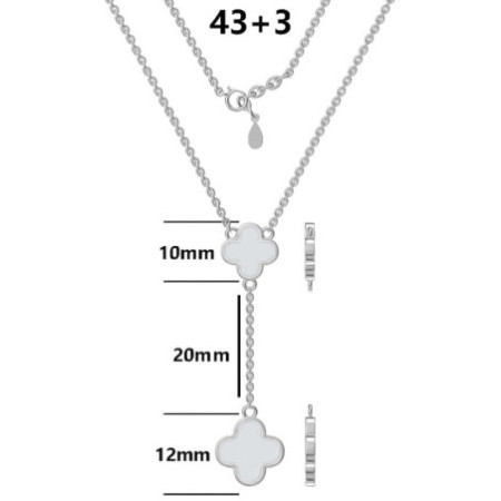 Strieborný náhrdelník - štvorlístok, perleť, dĺžka 43 až 46 cm | Argento.sk