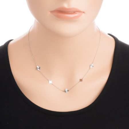 Strieborný náhrdelník - štvorlístok, dĺžka 43 až 46 cm | Argento.sk