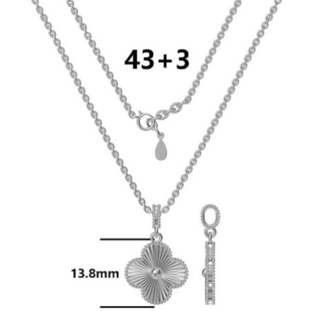 Strieborný náhrdelník - štvorlístok, dĺžka 43 až 46 cm | Argento.sk