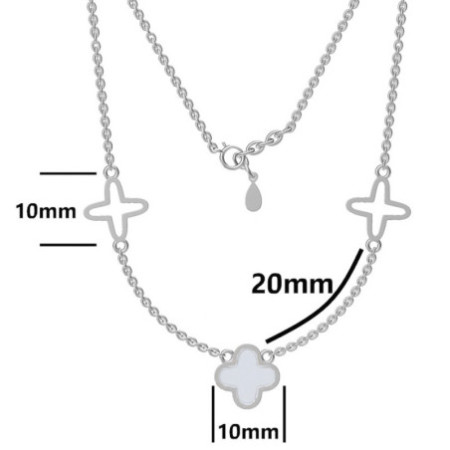 Strieborný náhrdelník - štvorlístok, perleť, dĺžka 43 až 46 cm | Argento.sk