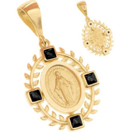 Zlatý prívesok Zázračná medaila - čierne zirkóny v tvare štvorca | Argento.sk