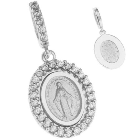 Prívesok z bieleho zlata Zázračná medaila - číre okrúhle zirkóny | Argento.sk