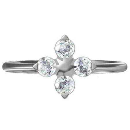 Strieborný prsteň - štvorlístok, číre okrúhle zirkóny | Argento.sk