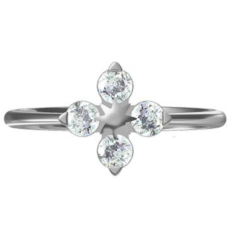 Strieborný prsteň - štvorlístok, číre okrúhle zirkóny | Argento.sk