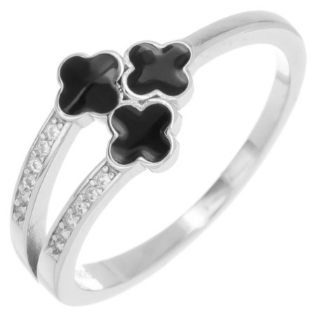 Strieborný prsteň - štvorlístok, číre okrúhle zirkóny | Argento.sk