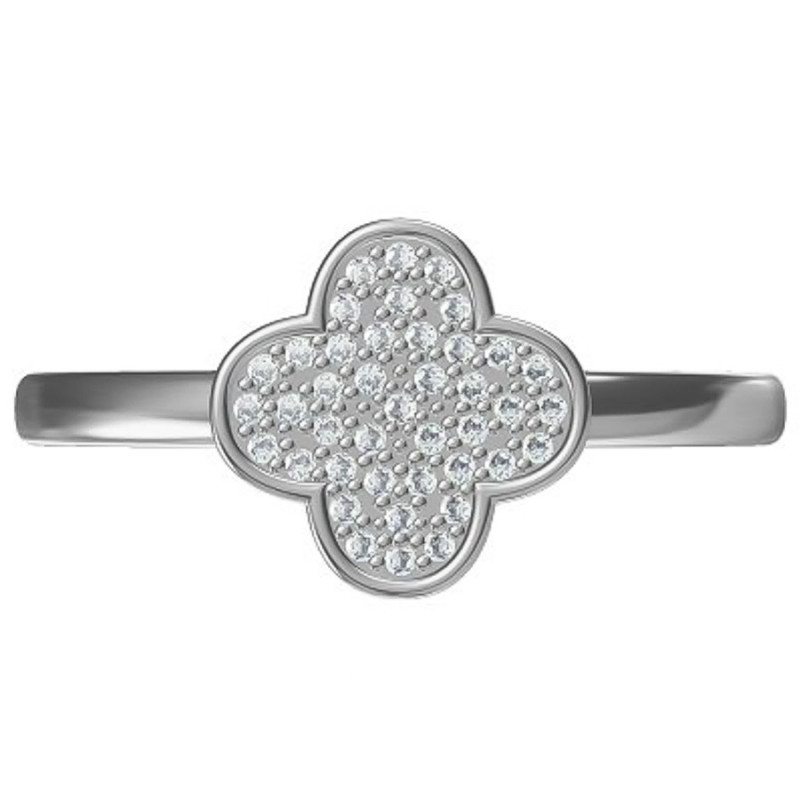 Strieborný prsteň - štvorlístok, číre okrúhle zirkóny | Argento.sk