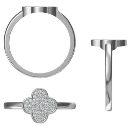 Strieborný prsteň - štvorlístok, číre okrúhle zirkóny | Argento.sk