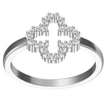 Strieborný prsteň - štvorlístok, číre okrúhle zirkóny | Argento.sk