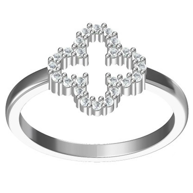 Strieborný prsteň - štvorlístok, číre okrúhle zirkóny | Argento.sk