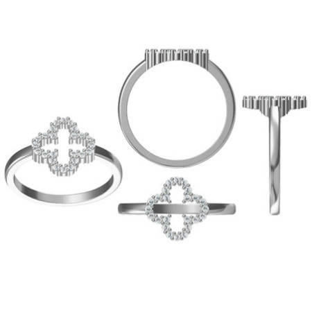 Strieborný prsteň - štvorlístok, číre okrúhle zirkóny | Argento.sk