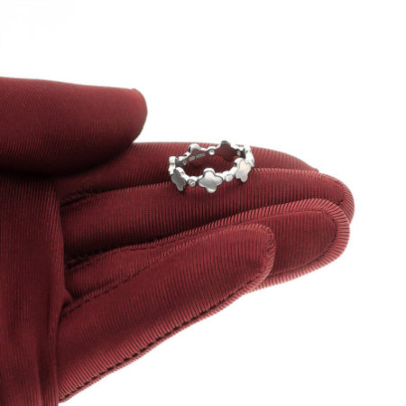 Strieborný prsteň - štvorlístok, perleť, okrúhle zirkóny | Argento.sk