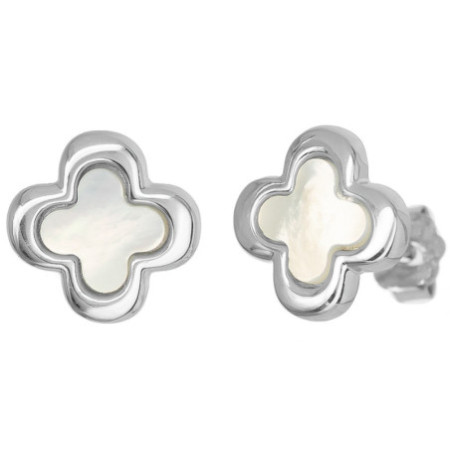 Strieborné náušnice - štvorlístok, perleť | Argento.sk
