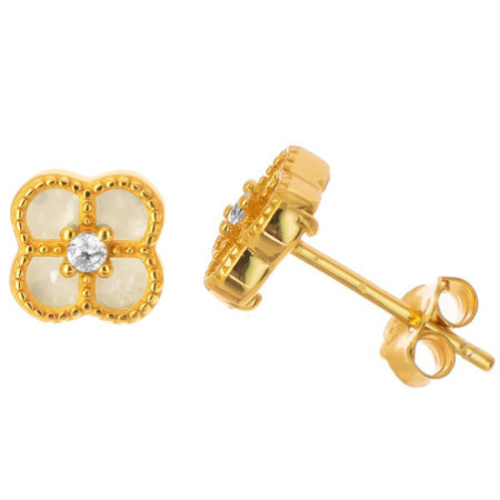 Strieborné náušnice - štvorlístok, perleť | Argento.sk