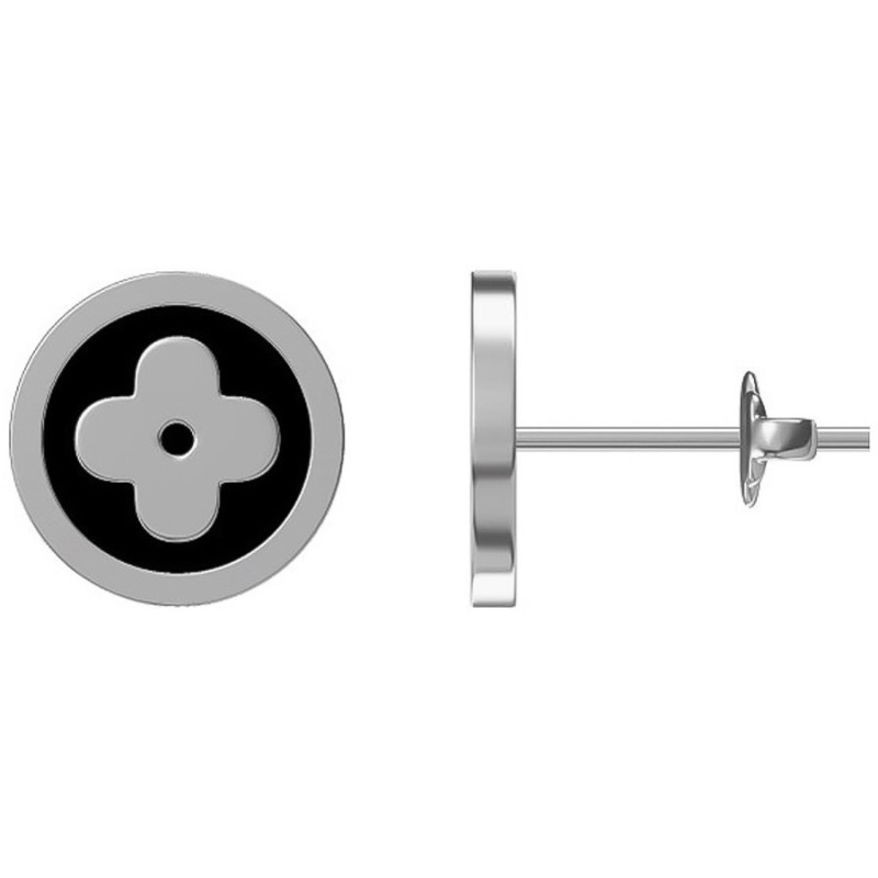 Strieborné náušnice - štvorlístok, čierna glazúra | Argento.sk