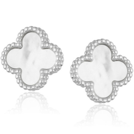 Strieborné náušnice - štvorlístok, perleť | Argento.sk