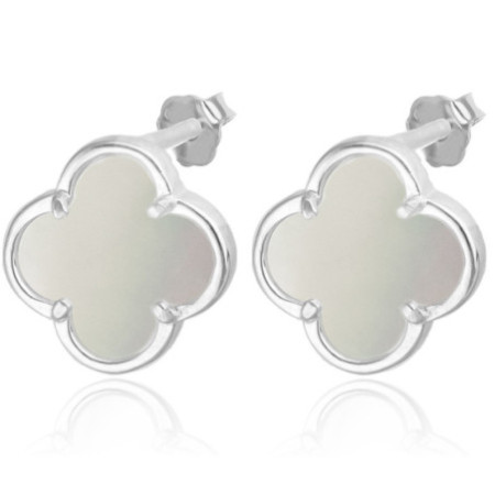 Strieborné náušnice - štvorlístok, perleť | Argento.sk