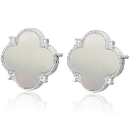 Strieborné náušnice - štvorlístok, perleť | Argento.sk
