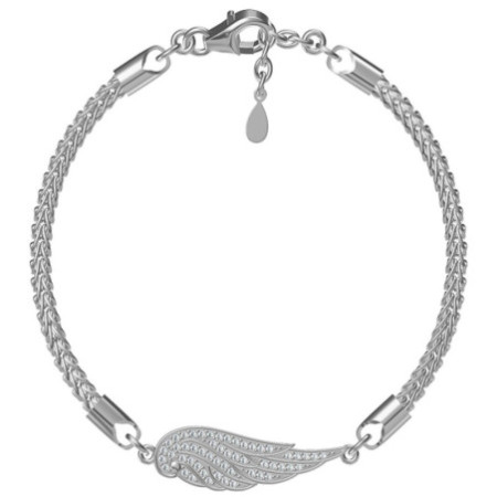 Strieborný náramok - anjelské krídlo, číre okrúhle zirkóny | Argento.sk