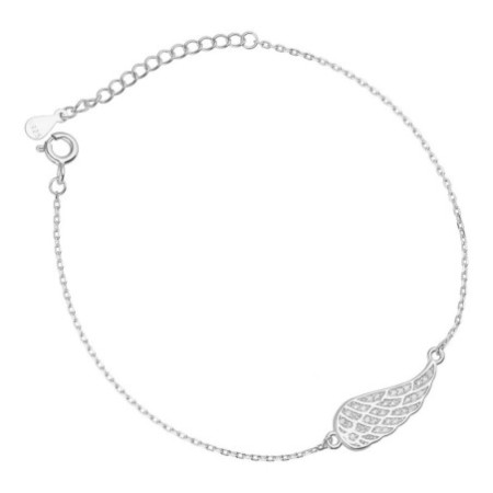 Strieborný náramok - anjelské krídlo, vzor Rolo, číre okrúhle zirkóny, dĺžka 16 až 19 cm | Argento.sk