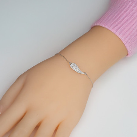 Strieborný náramok - anjelské krídlo, vzor Rolo, číre okrúhle zirkóny, dĺžka 16 až 19 cm | Argento.sk