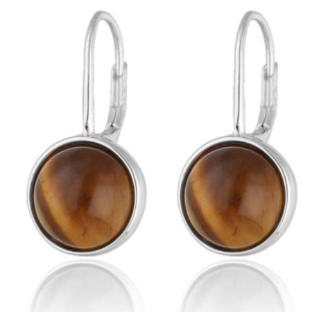 Strieborné náušnice - prírodný kameň tigrie oko | Argento.sk