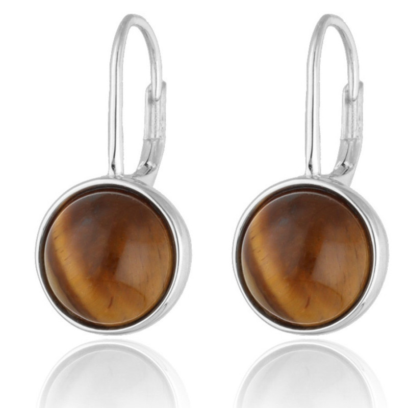 Strieborné náušnice - prírodný kameň tigrie oko | Argento.sk