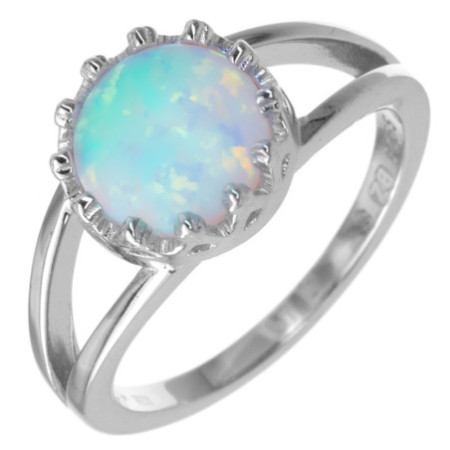 Strieborný prsteň s bielym opálom