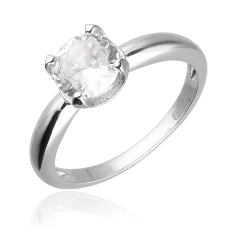 Strieborný prsteň - číry okrúhly zirkón | Argento.sk