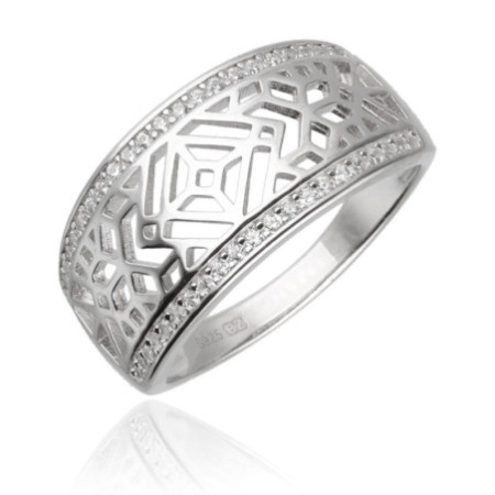 Strieborný prsteň - číre okrúhle zirkóny | Argento.sk