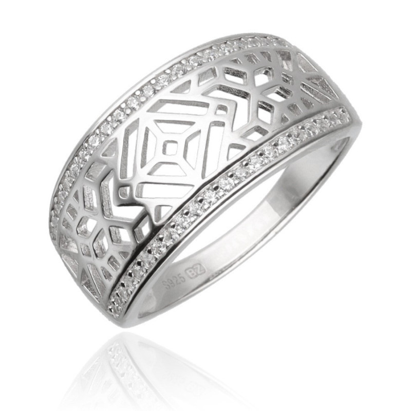 Strieborný prsteň - číre okrúhle zirkóny | Argento.sk
