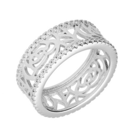 Strieborný prsteň - číre okrúhle zirkóny | Argento.sk