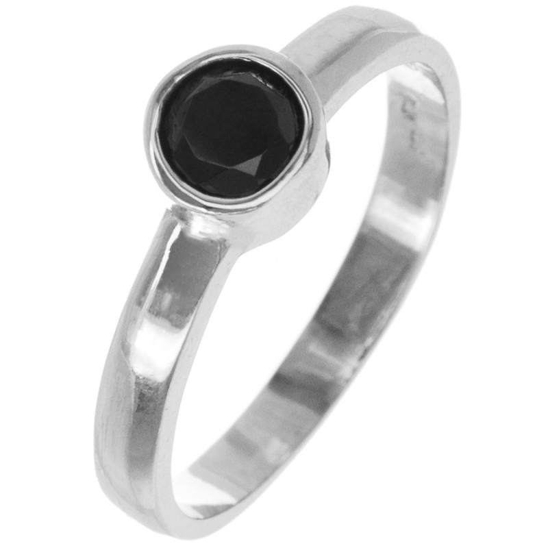 Strieborný prsteň - čierny okrúhly zirkón | Argento.sk