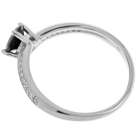 Strieborný prsteň - čierny okrúhly zirkón, číre okrúhle zirkóny | Argento.sk