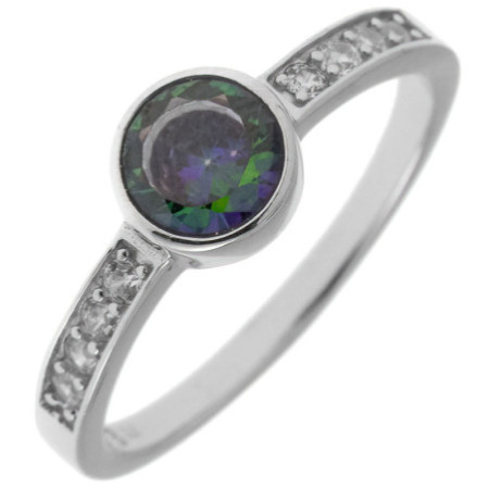 Strieborný prsteň - okrúhly zirkón Vitrail Light, číre okrúhle zirkóny | Argento.sk