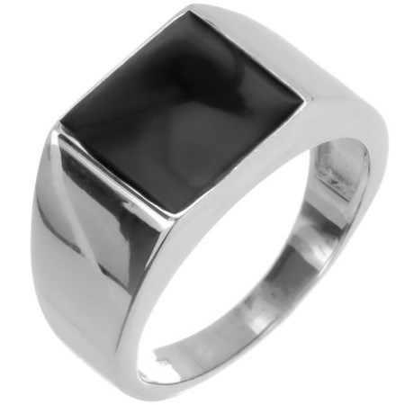 Strieborný prsteň - pečatný, čierna glazúra v tvare štvorca | Argento.sk