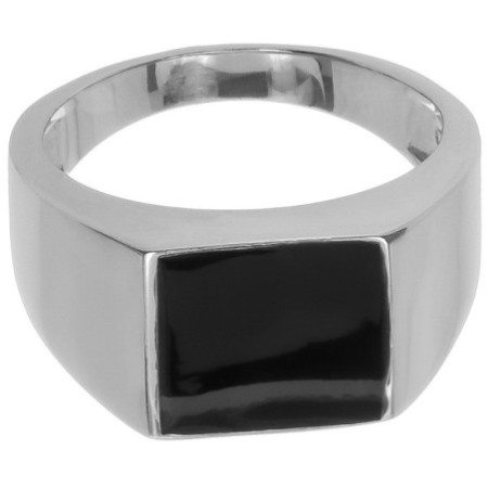 Strieborný prsteň - pečatný, čierna glazúra v tvare štvorca | Argento.sk