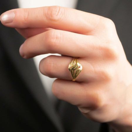 Pozlátený strieborný prsteň - s ručným gravírom | Argento.sk