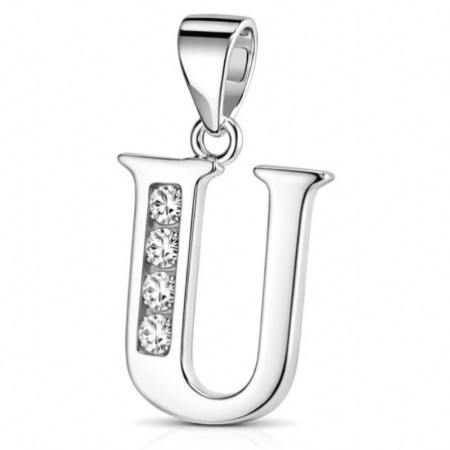 Strieborný prívesok - písmeno U, číre okrúhle zirkóny | Argento.sk