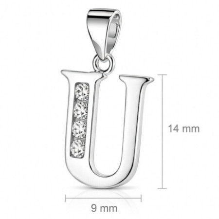 Strieborný prívesok - písmeno U, číre okrúhle zirkóny | Argento.sk