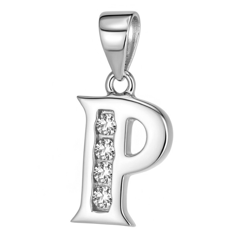 Strieborný prívesok - písmeno P, číre okrúhle zirkóny | Argento.sk